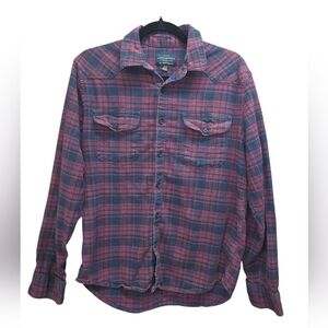 Lucky Brand Westerncore  Plaid Button Up Men Medium Workwear Shirt Flannel